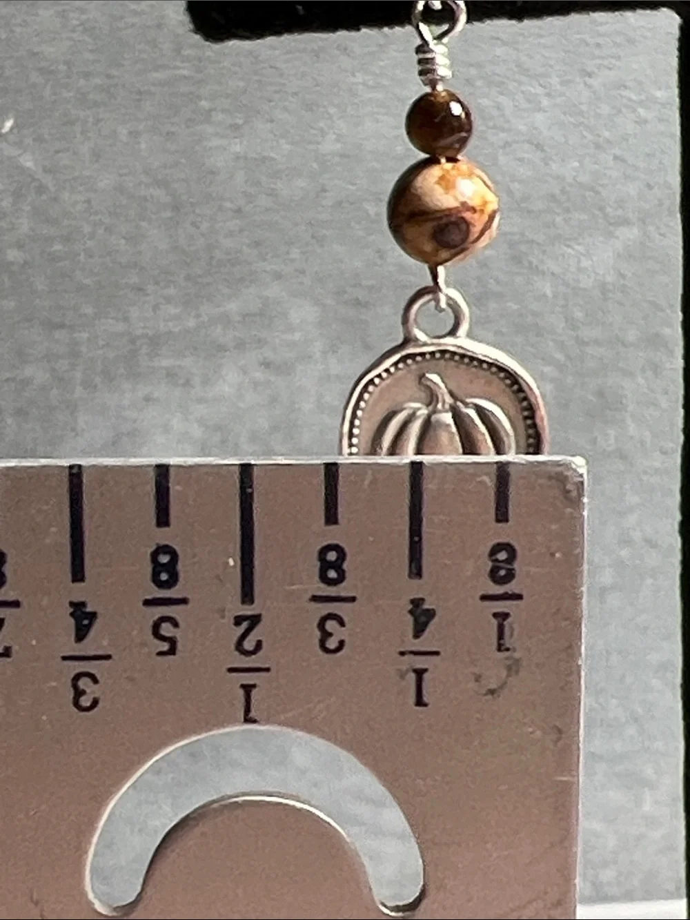 Pumpkin charm sterling 925 dangle earrings Picasso Jasper & tiger eye gemstones